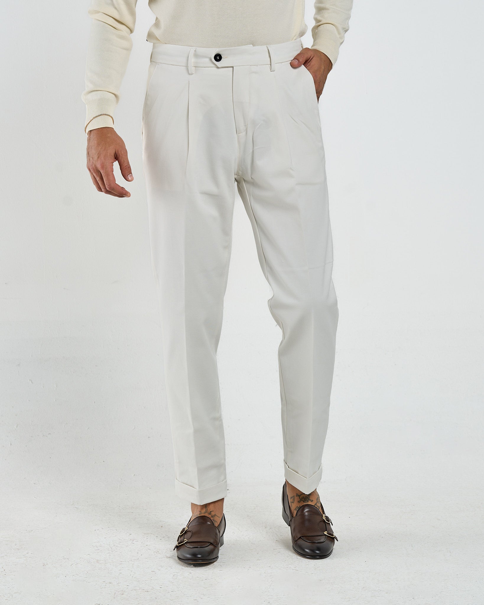 Pantalone Chino in Cotone Bianco