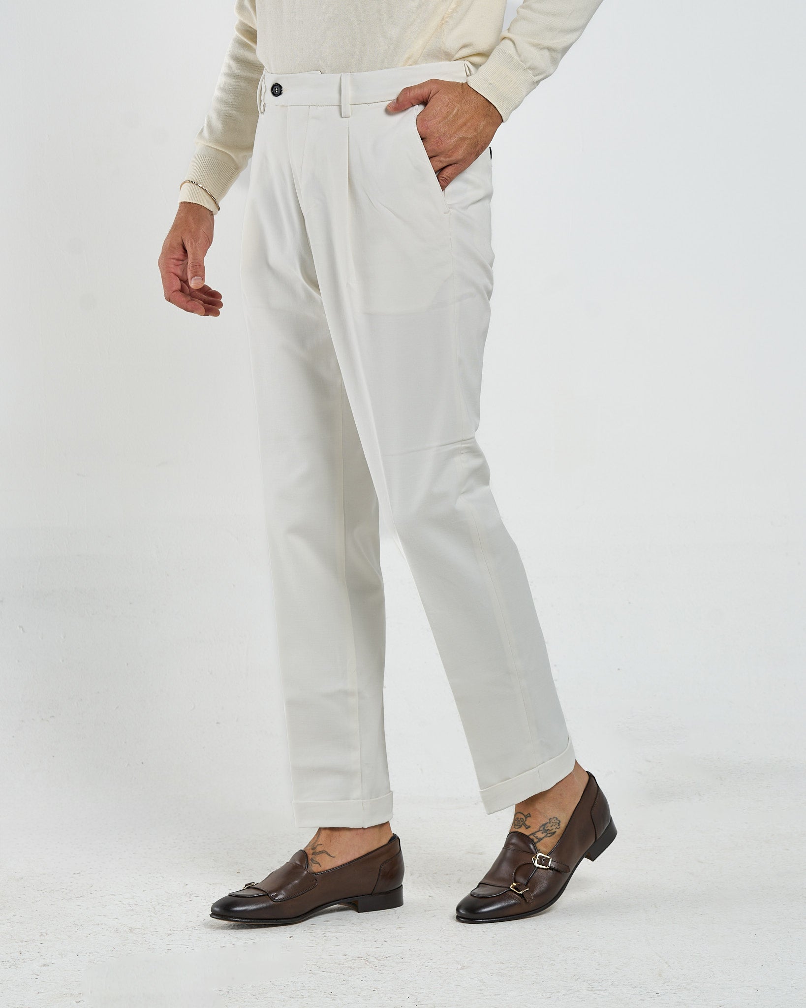 Pantalone Chino in Cotone Bianco