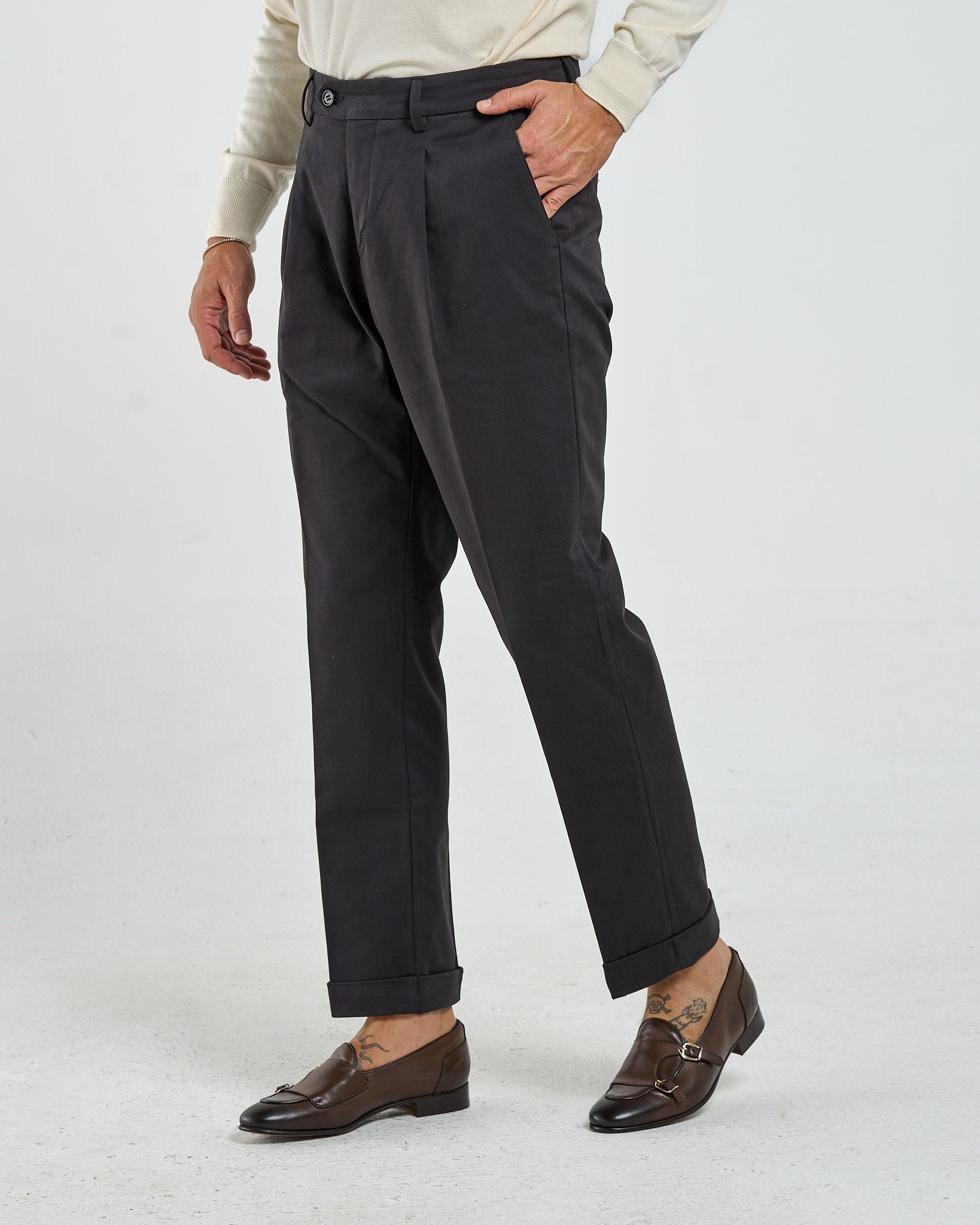 Pantalones chinos de algodón negro