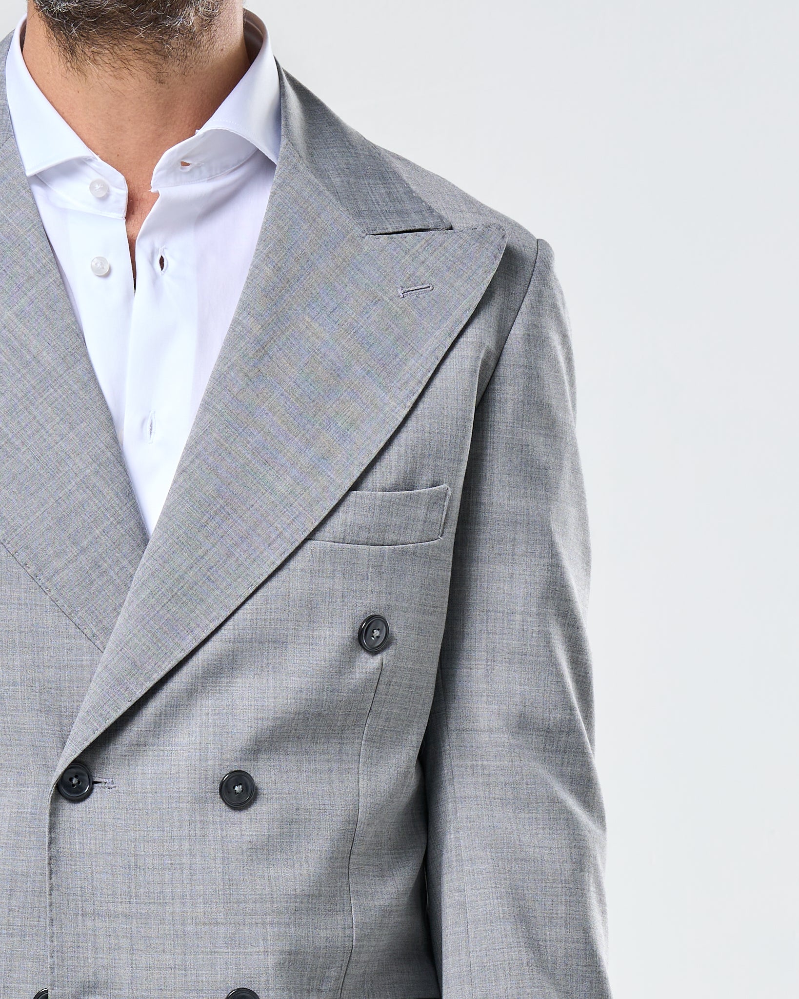 Giacca Doppiopetto Abbottonatura Centrale con Rever a Lancia Grigio Wall Street