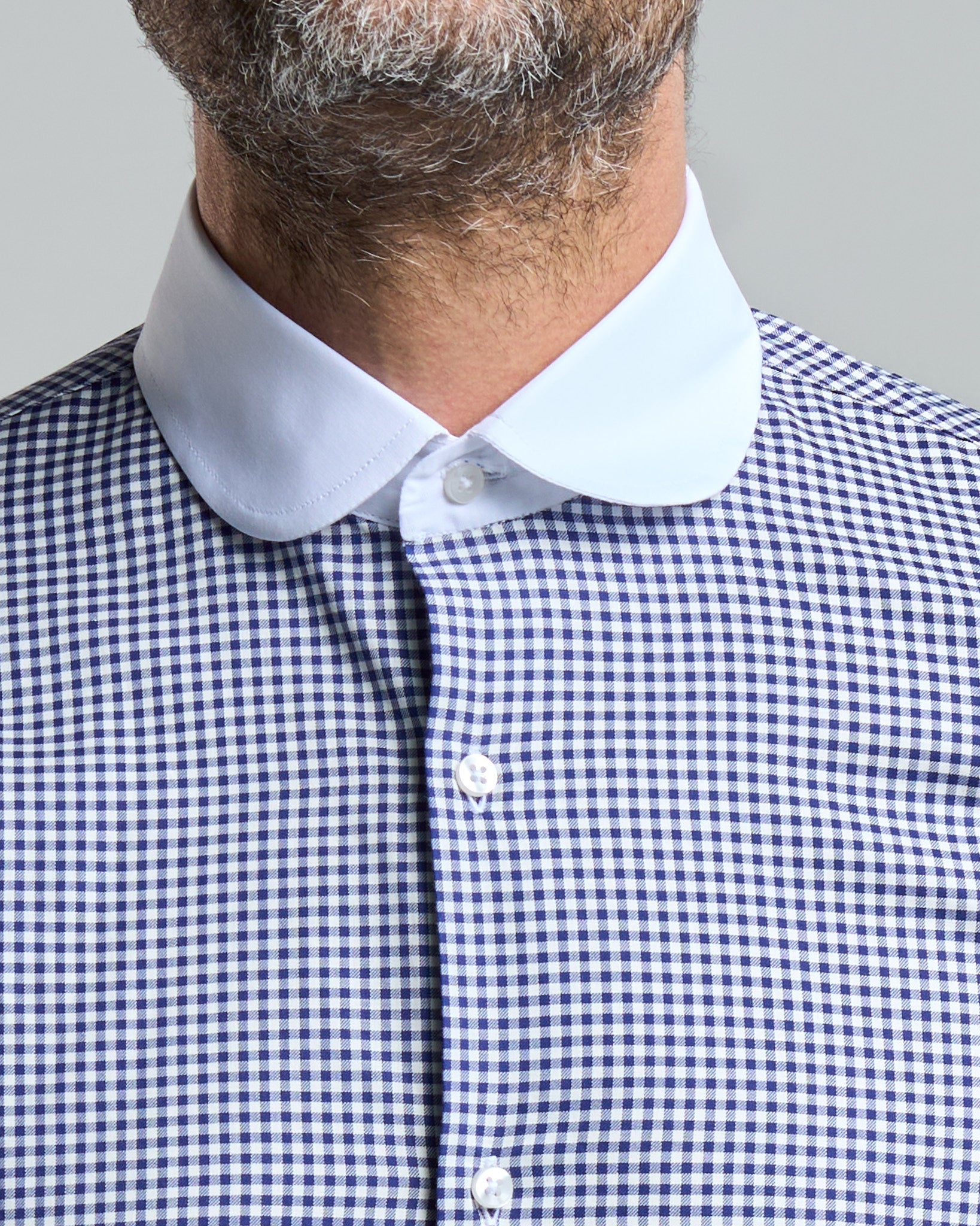 Camicia Collo a Contrasto con Quadretto Blu
