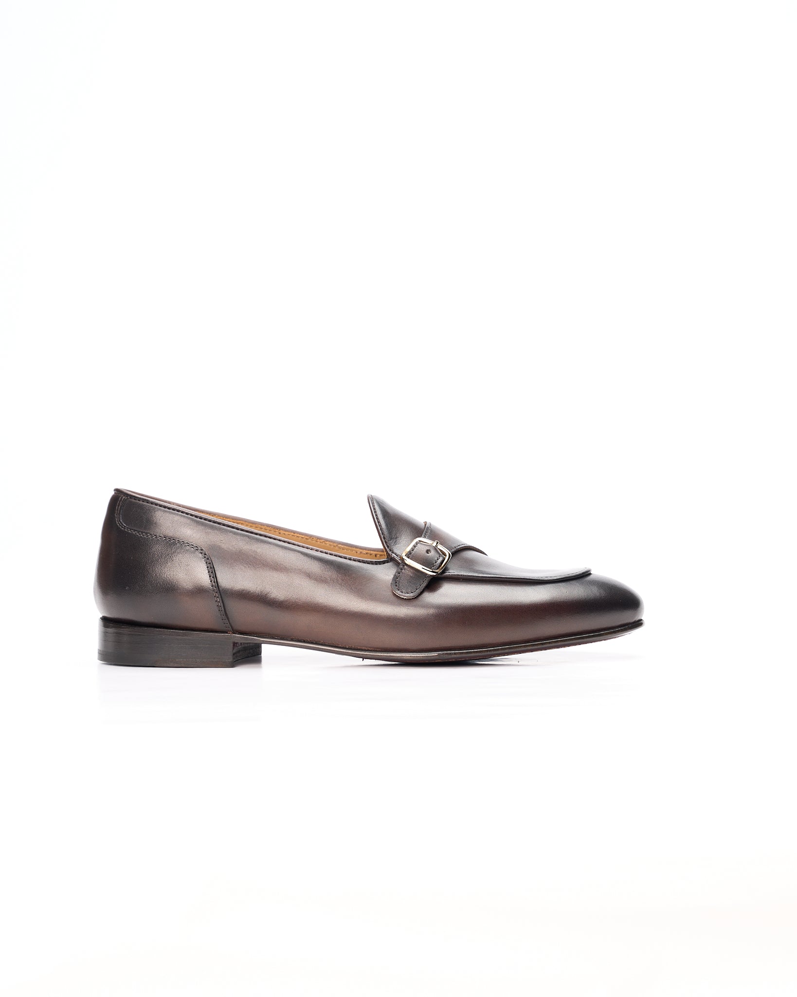 Mocassino con Monofibbia Laterale in Pelle Marrone