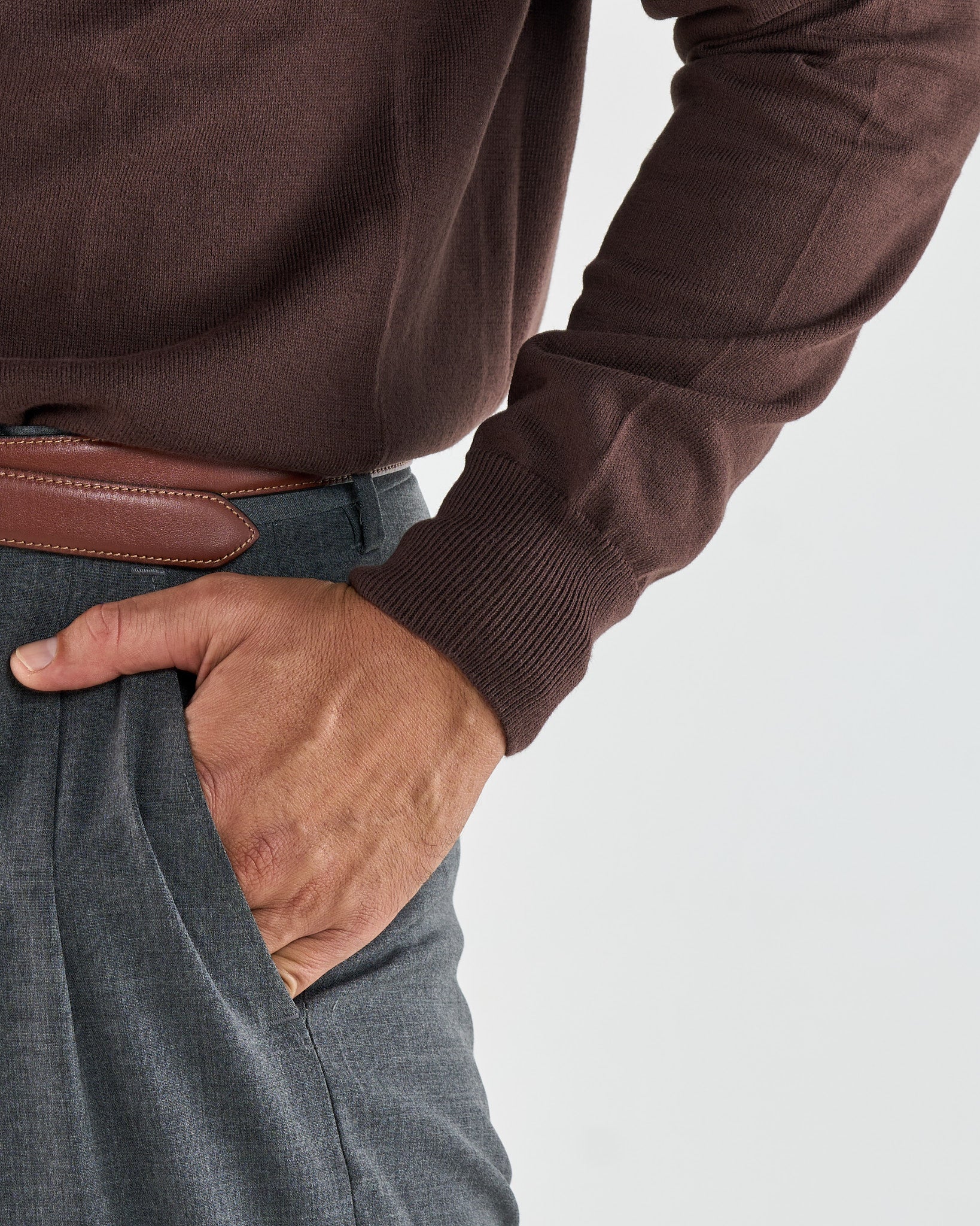 Polo Manica Lunga Tre Bottoni Moro